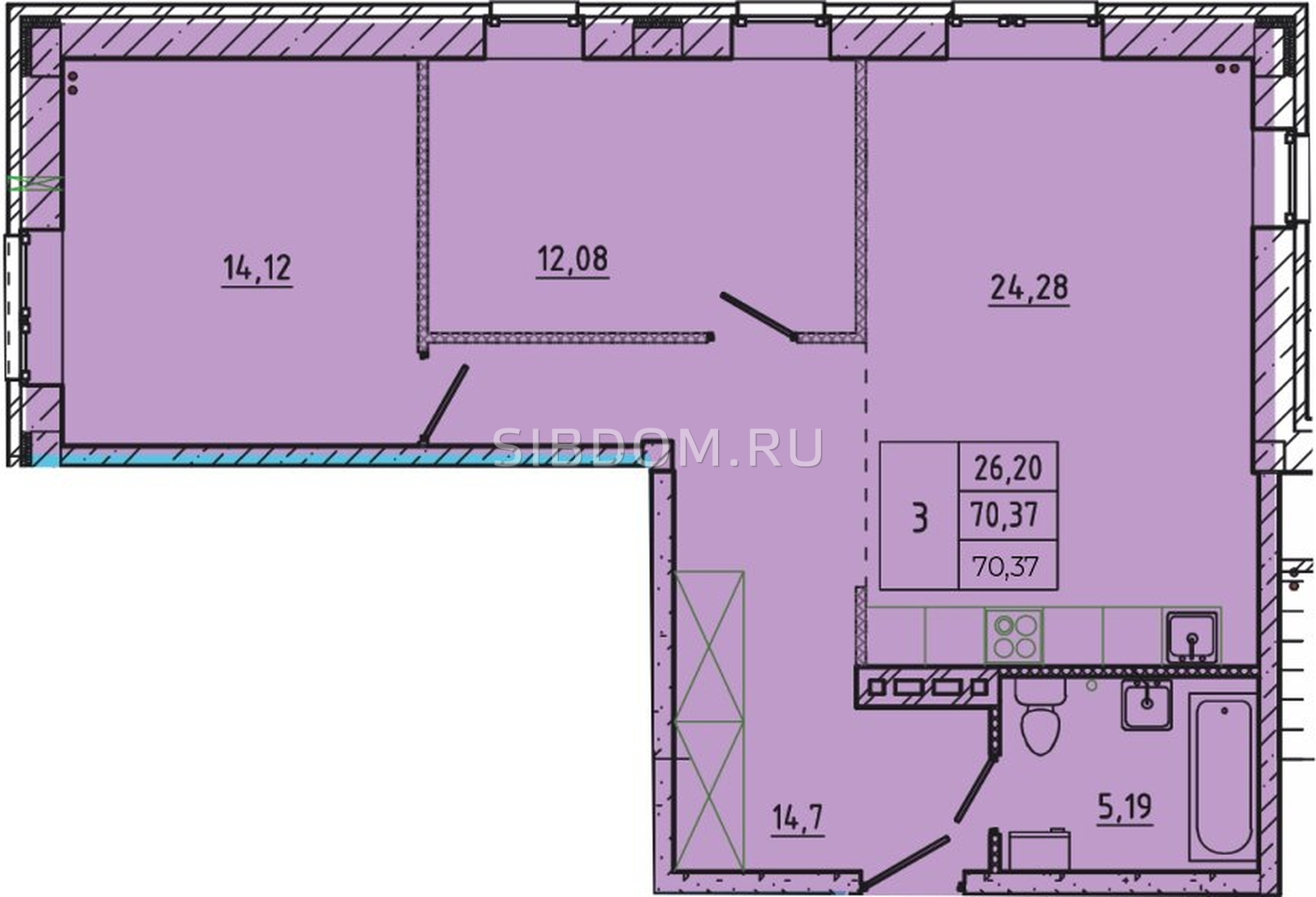 Продам трехкомнатную квартиру в Дзержинск , 71.7 кв.м, 1 этаж, от  застройщика - СИБДОМ, объявление 434330