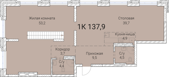 Планировка 1-комн 137,9 м²