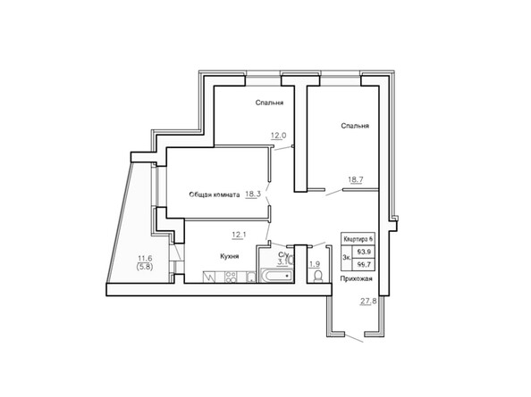 Планировка трёхкомнатной квартиры 99,7 кв.м