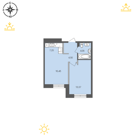 Планировка 1-комн 39,82 м²