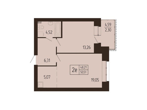Планировка двухкомнатной квартиры 50,51 кв.м
