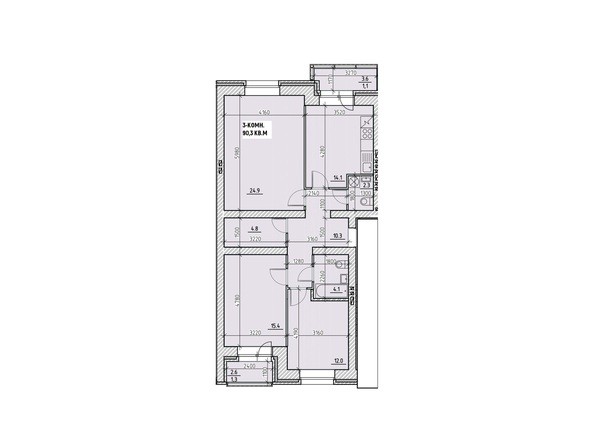 Планировка трехкомнатной квартиры 90,3 кв.м
