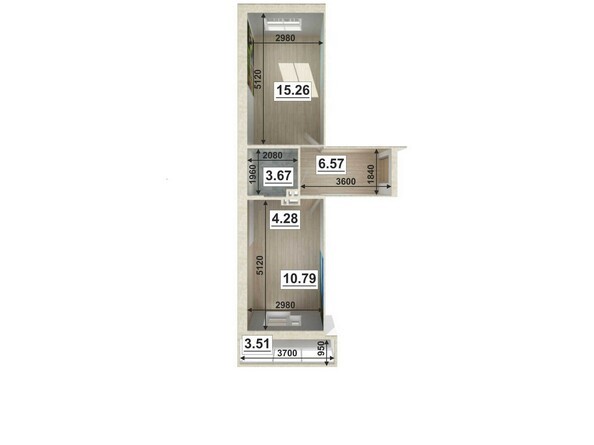 Планировка двухкомнатной квартиры 41,43 кв.м