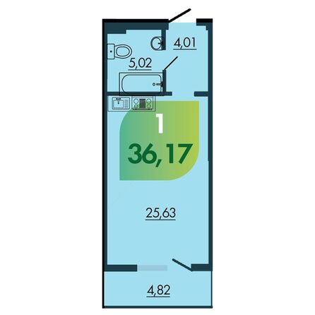 Планировка 1-комн 36,17 м²