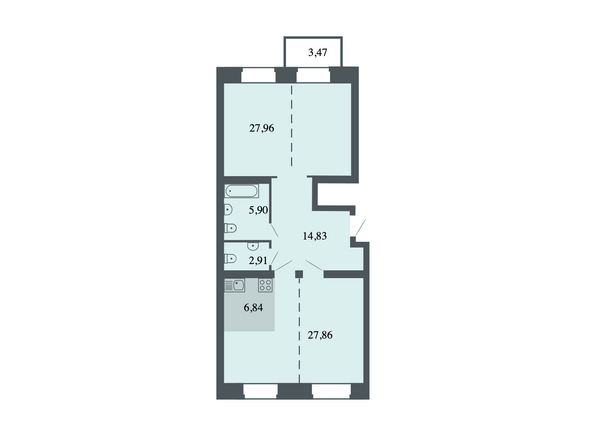 Планировка 2-комн 86,34 м²
