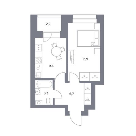 Планировка 1-комн 35,5, 35,8 м²