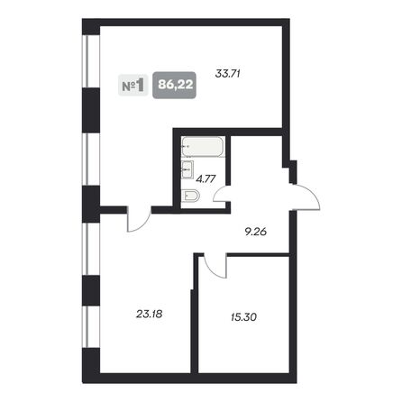 Планировка 3-комн 86,22 м²