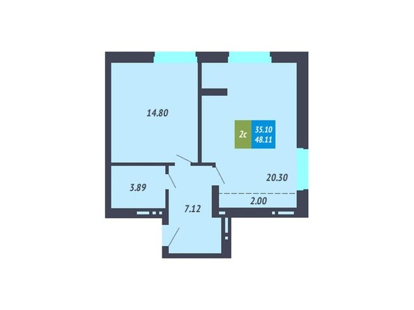 2-комнатная 48,11 кв.м