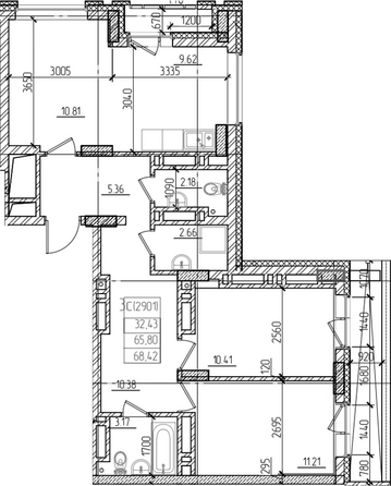 Планировка 2-комн 65,8 м²
