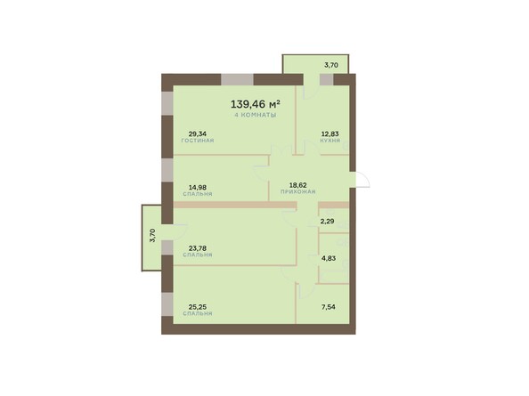 Планировка четырехкомнатной квартиры 141,68 кв.м