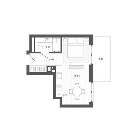 Планировка Студия 32,69 м²