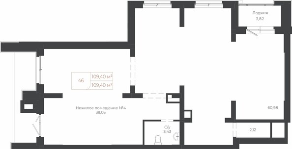 Планировка Студия 109,4 м²