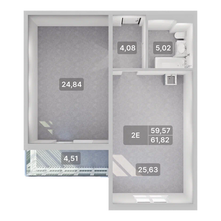 Планировка 2-комн 61,82 м²