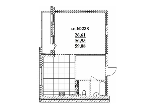 Планировка Студия 56,7 - 59,83 м²