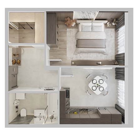 Планировка 1-комн 43,5 - 43,8 м²