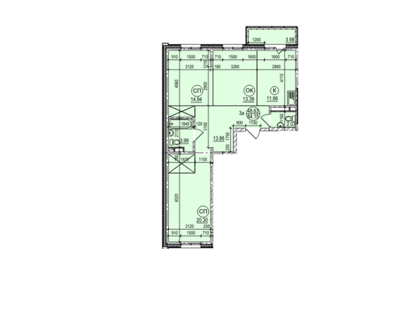 Планировка трехкомнатной квартиры 84,15 кв.м