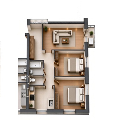 Планировка 3-комн 73,14 м²