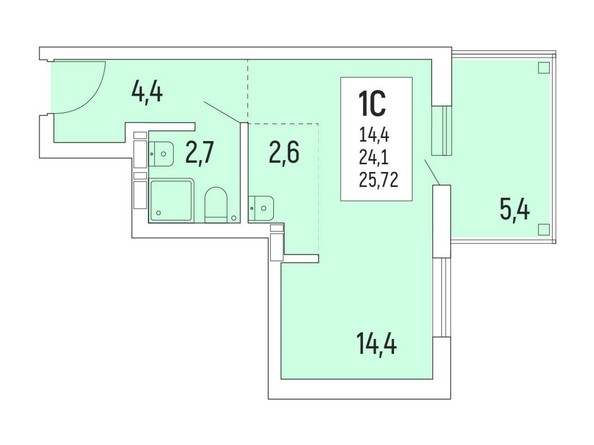 Планировка Студия 25,72 м²