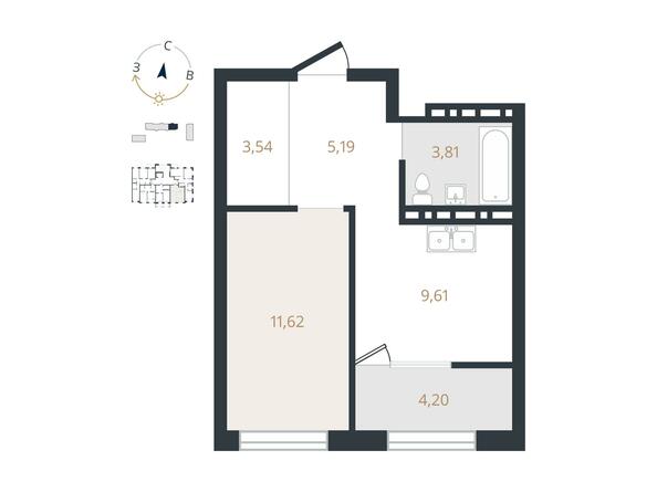 1-комнатная 37,97 кв.м