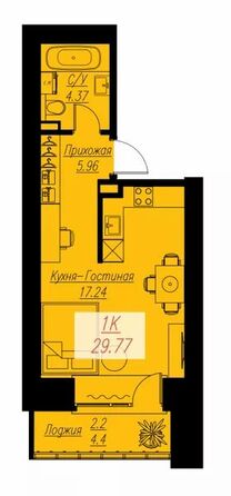 Планировка 1-комн 29,77 м²