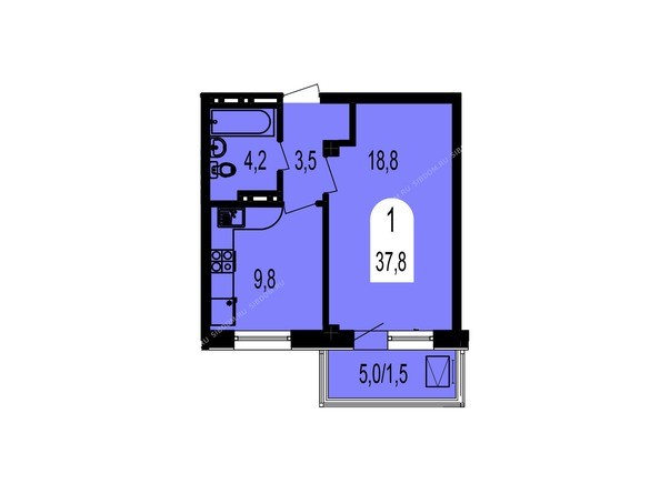Планировка однокомнатной квартиры 37,8 кв.м