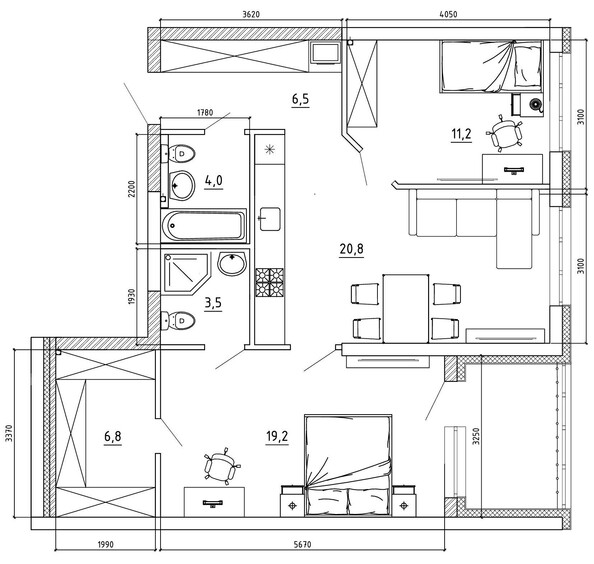 Планировка 3-комн 79 м²