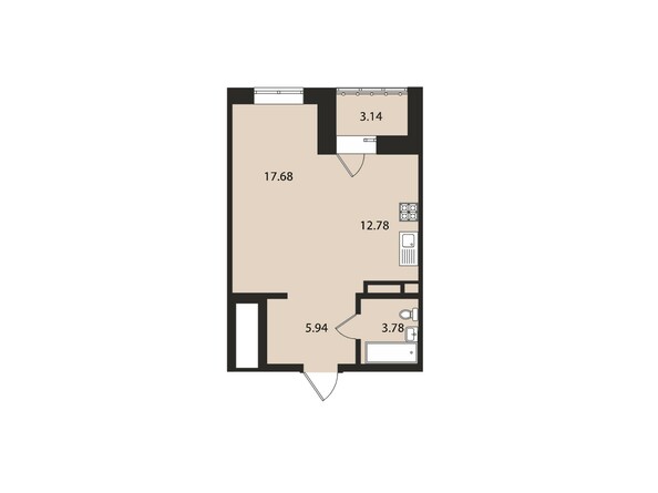 Планировка однокомнатной квартиры 43,3 кв.м