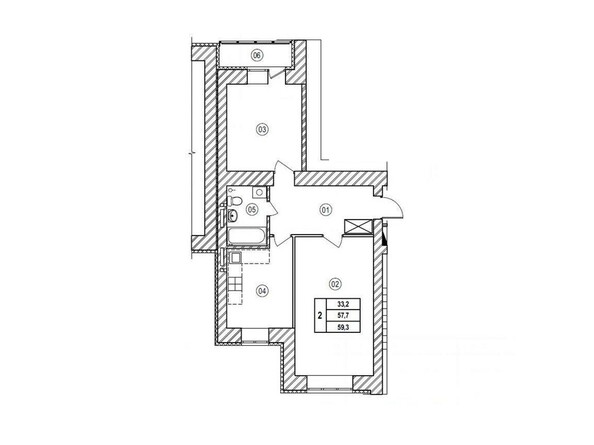 Планировка двухкомнатной квартиры 59,3 кв.м