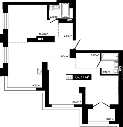 Планировка 2-комн 83,91 м²