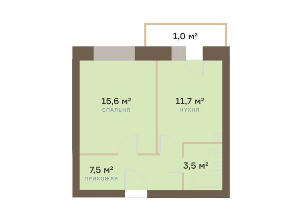 Планировка однокомнатной квартиры 39,6 кв.м