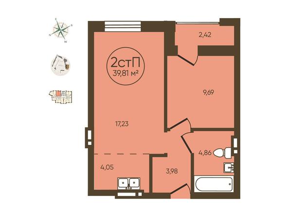 2-комнатная 39,81 кв.м