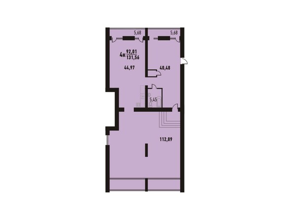 Планировка четырёхкомнатной квартиры 131,56 кв.м
