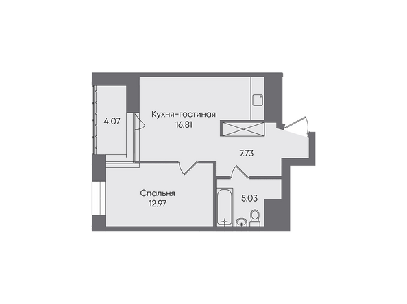 Планировка двухкомнатной квартиры 46,61 кв.м