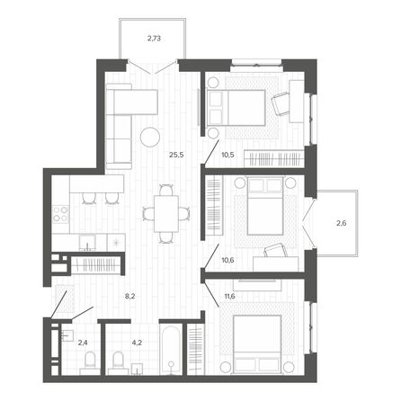 Планировка 4-комн 78,29 м²
