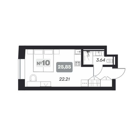 Планировка Студия 25,85 - 25,96 м²