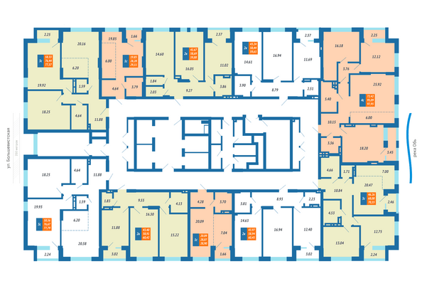 Планировка квартир на 8-24 этажах ЖК Гранит