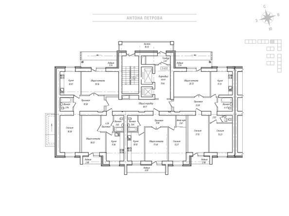 Планировка типового этажа, 1 б/с