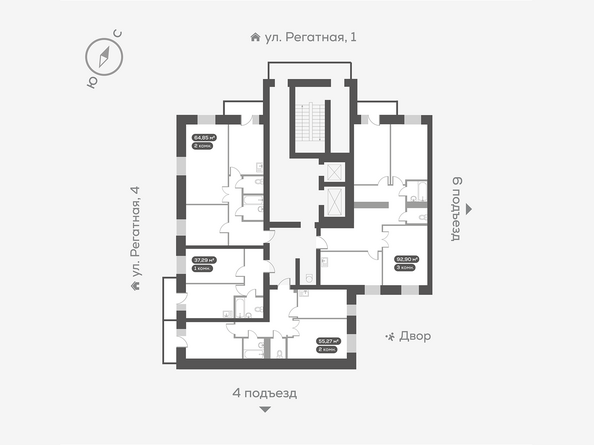 Типовой план этажа 5 подъезд