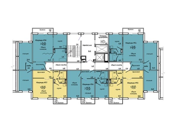 План 2-15 этажа