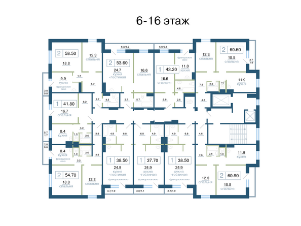 Планировка 6-16 этажей