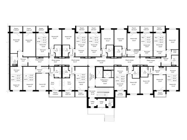 Блок-секция 3. Планировка типового этажа