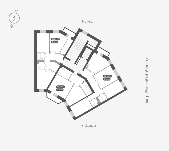 
  Продается 3-комн. квартира, 93.7 м², ЖК Академгородок, дом 7
. Фото 6.