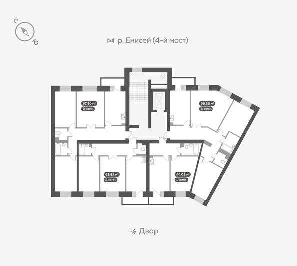 
  Продается 3-комн. квартира, 88.4 м², ЖК Академгородок, дом 7
. Фото 5.