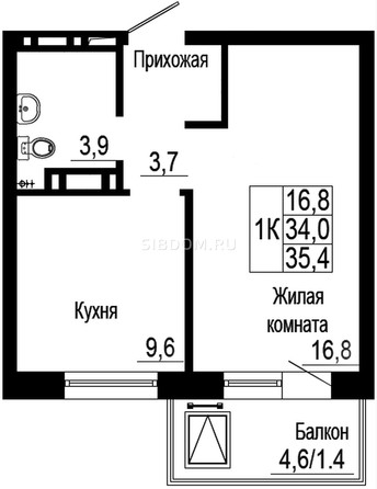 
   Продам 1-комнатную, 35.4 м², Подзолкова, дом 19

. Фото 1.
