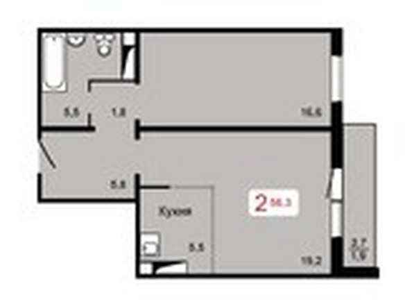 
   Продам 2-комнатную, 56.3 м², Мичурино, дом 2 строение 1

. Фото 2.