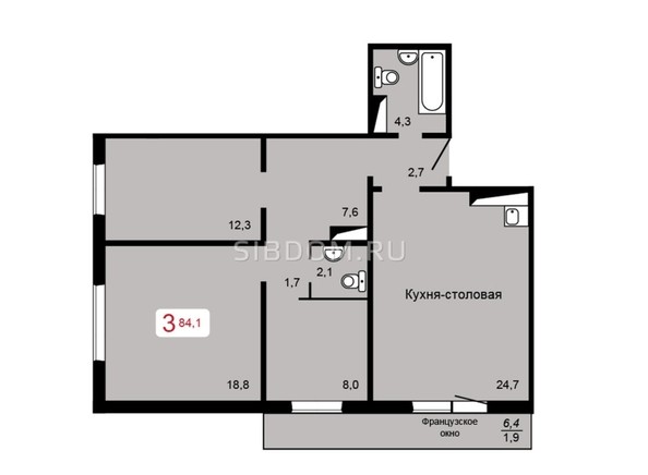 
   Продам 3-комнатную, 84 м², Мичурино, дом 2 строение 4

. Фото 1.