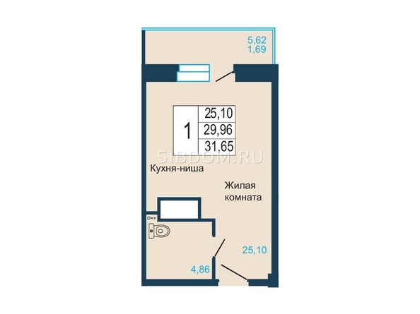 
   Продам 1-комнатную, 31.62 м², Светлогорский, II очередь

. Фото 1.