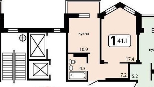 
   Продам 1-комнатную, 41.1 м², Мира пр-кт, д 3

. Фото 5.