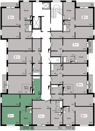 
   Продам 2-комнатную, 60.9 м², Мичурино, дом 2 строение 5

. Фото 7.
