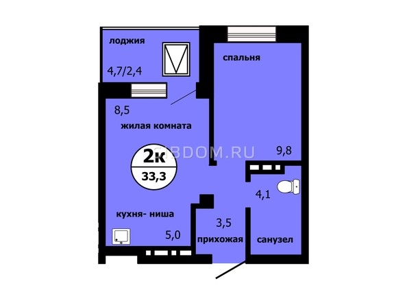 
   Продам 2-комнатную, 33.4 м², Тихие зори, дом Панорама корпус 1

. Фото 3.
